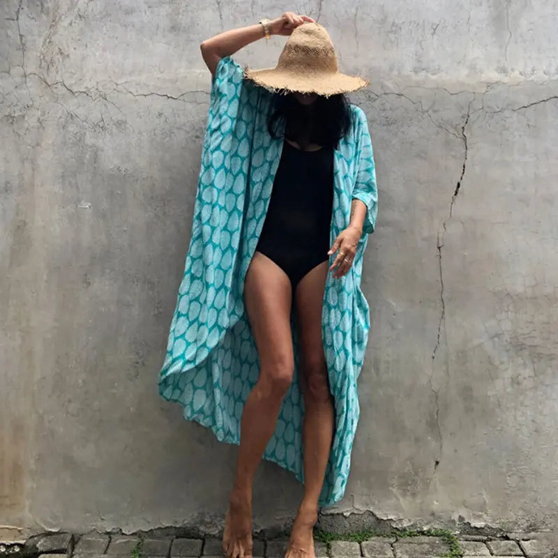 Praia cover ups para roupa de banho feminino preto tie dye kimono maiô cape vestido de verão 2022 roupas de praia vendas